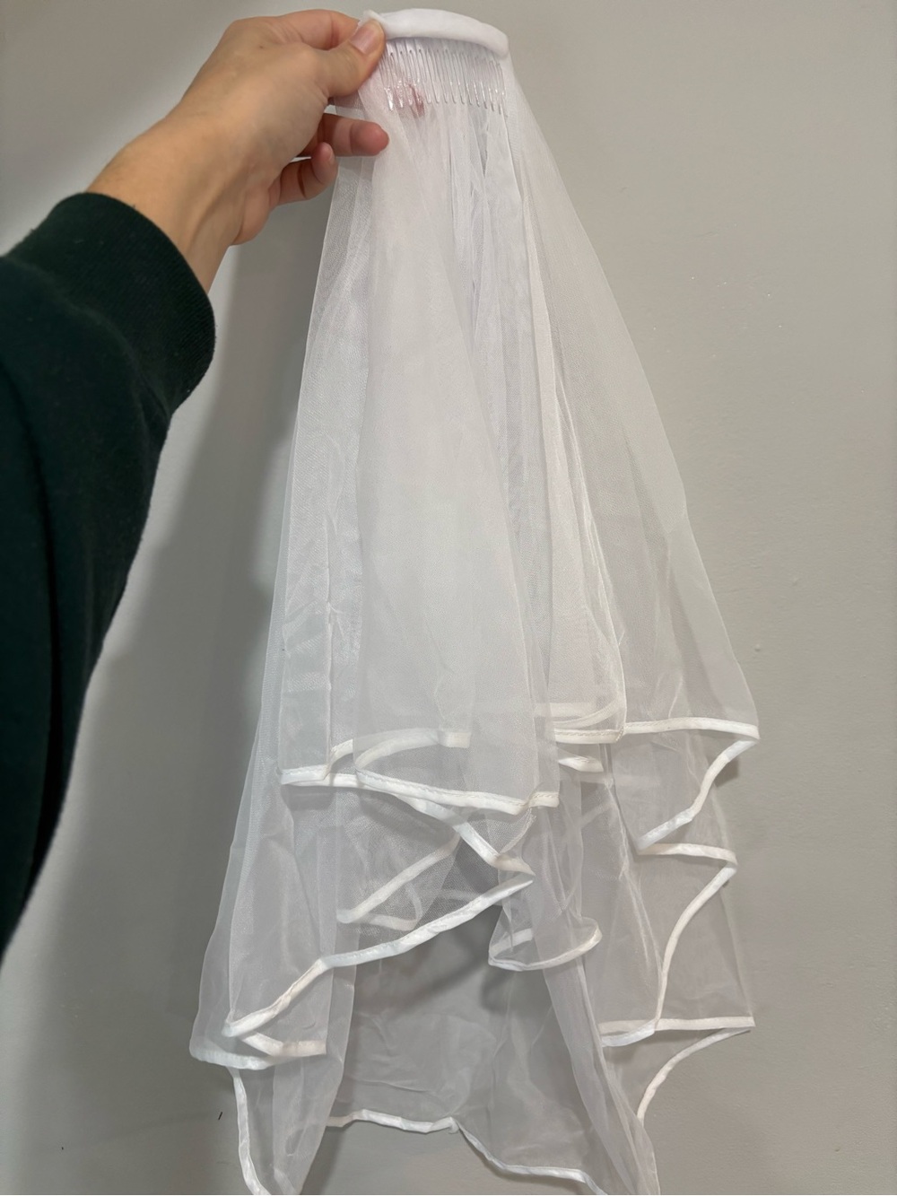 White Bridal Veil with Rolled Edge Trim